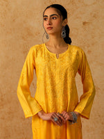 Load image into Gallery viewer, Adya Chanderi Chikankari Kurti