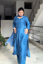 Load image into Gallery viewer, Polki Chanderi Chikankari Suit Set