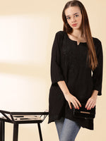 Load image into Gallery viewer, Amina Rayon Short Chikankari Kurti - Red - The Lucknowi Chikan