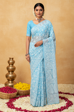 Load image into Gallery viewer, Gulzar Heavy Work Georgette Chikankari Saree