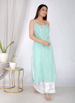 Load image into Gallery viewer, Viscose 3D Sleeveless Designer Kurti - The Lucknowi Chikan
