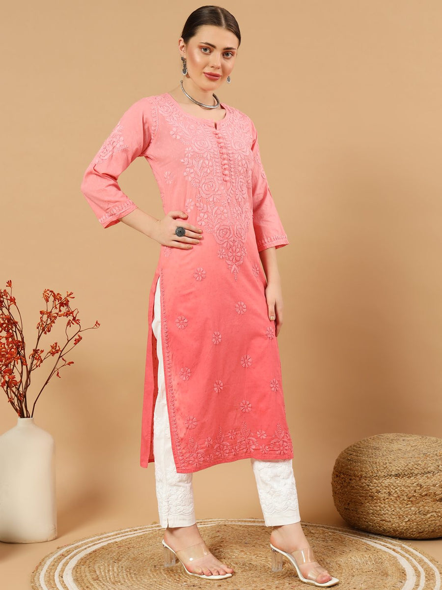 Joohi Ombre Straight Chikankari Kurti