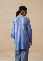 Load image into Gallery viewer, Amina Rayon Short Chikankari Kurti -Jordy Blue