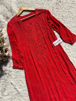 Load image into Gallery viewer, Mrunal Viscose Mukaish Chikankari Kurti