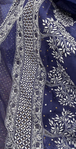 Load image into Gallery viewer, Royal Mandakini Organza Silk Chikankari Saree