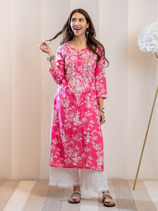 Zainab Chikankari Mulmul Straight Kurti