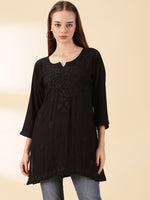 Load image into Gallery viewer, Amina Rayon Short Chikankari Kurti - Red - The Lucknowi Chikan