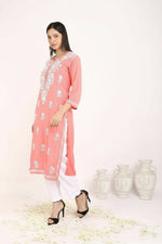 Load image into Gallery viewer, Heer Rayon Chikankari Straight Kurti