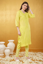 Load image into Gallery viewer, Isha Chrochet Dobby Chikankari Kurti Set