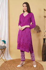 Load image into Gallery viewer, Isha Chrochet Dobby Cotton Kurti Set