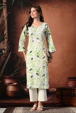 Load image into Gallery viewer, Saheli Mul Mul Floral Chikankari Kurti