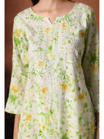 Load image into Gallery viewer, Saheli Mul Mul Floral Chikankari Kurti