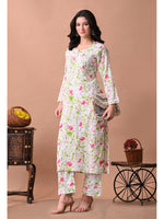 Load image into Gallery viewer, Shaher Floral Mul Mul Chikankari Kurti Set
