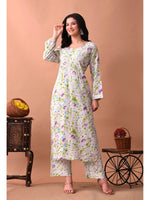 Load image into Gallery viewer, Shaher Floral Mul Mul Chikankari Kurti Set Purple