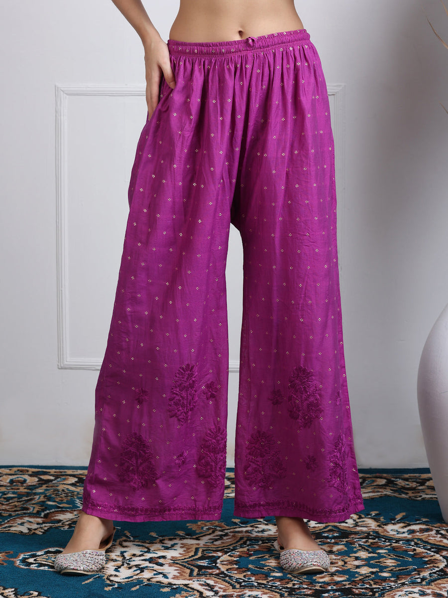 Sona Chanderi Chikan Kurti Set