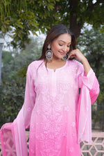 Load image into Gallery viewer, Gulfam Rose Pannel Viscose Kurti Set