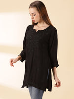 Load image into Gallery viewer, Amina Rayon Short Chikankari Kurti - Red - The Lucknowi Chikan