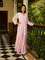 Load image into Gallery viewer, Sajni Luxury Chikankari Mukaish Gharara Set Baby Pink