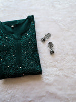 Load image into Gallery viewer, Ulfat Rayon Chikankari & Mukaish Straight Kurti