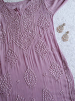 Load image into Gallery viewer, Haya Premium Viscose Luxury Chikankari Kurta Plum