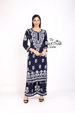 Load image into Gallery viewer, Lali Modal Chikankari Kurti Set Navy Blue