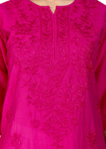 Load image into Gallery viewer, Kyra Chanderi Cotton Chikankari Kurti