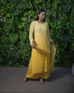 Load image into Gallery viewer, Nazakat Viscose 3D Chikankari Kurti Sharara Set