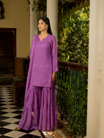 Load image into Gallery viewer, Sajni Luxury Chikankari Mukaish Gharara Set