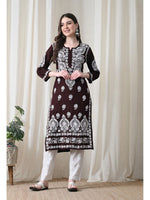 Load image into Gallery viewer, Dhara Modal Chikankari Straight Kurti