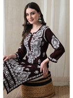 Load image into Gallery viewer, Dhara Modal Chikankari Straight Kurti
