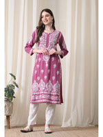 Load image into Gallery viewer, Dhara Modal Chikankari Straight Kurti