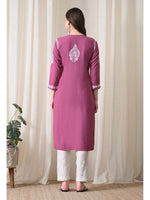 Load image into Gallery viewer, Dhara Modal Chikankari Straight Kurti