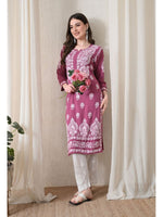 Load image into Gallery viewer, Dhara Modal Chikankari Straight Kurti
