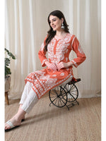 Load image into Gallery viewer, Dhara Modal Chikankari Straight Kurti