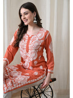 Load image into Gallery viewer, Dhara Modal Chikankari Straight Kurti