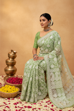 Load image into Gallery viewer, Gulzar Heavy Work Georgette Chikankari Saree
