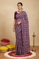 Load image into Gallery viewer, Tepchi work chikankari saree