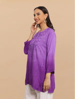 Load image into Gallery viewer, Amina Rayon Black Chikankari Top