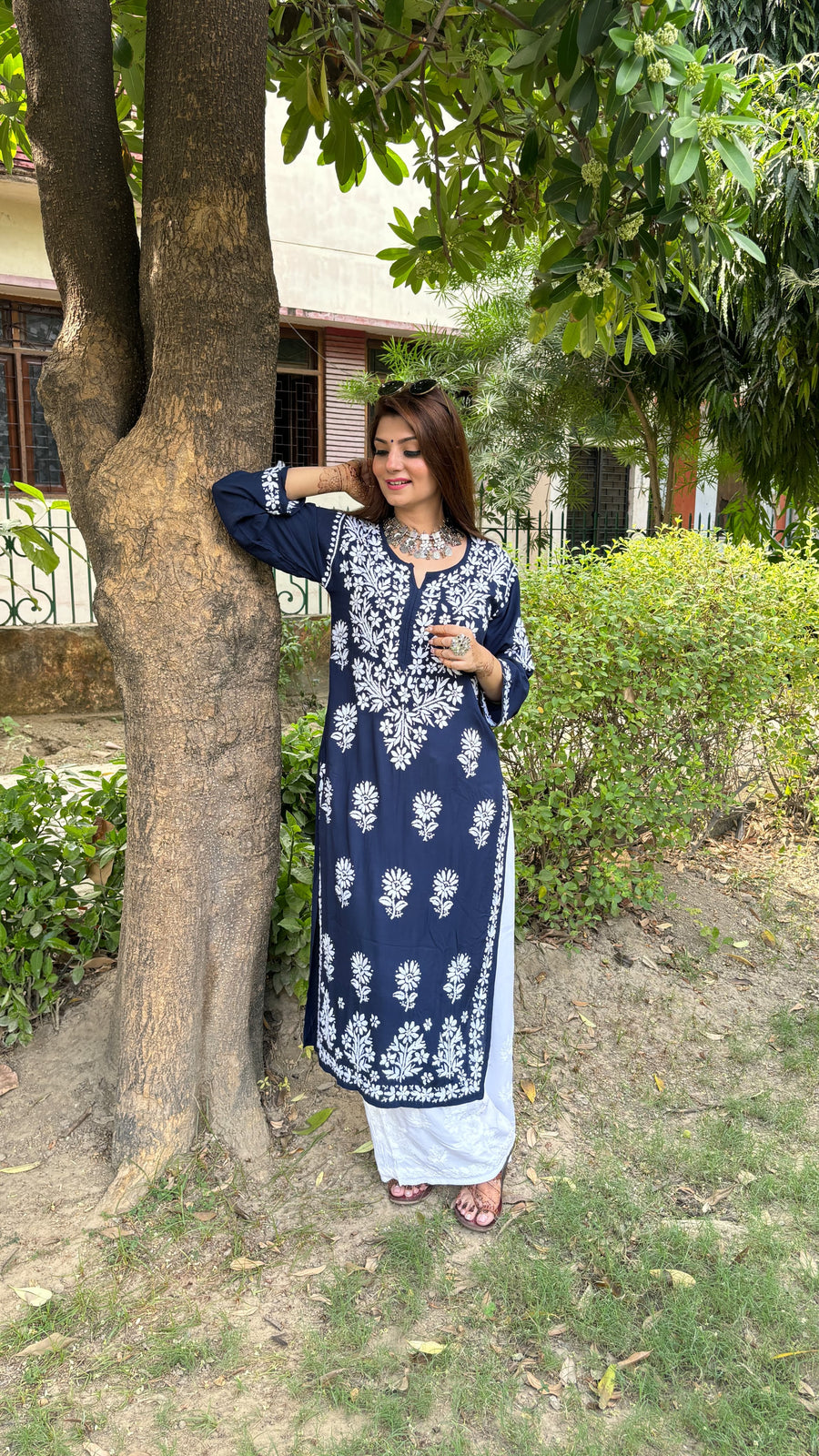 Mausam Modal Chikankari Straight Kurti