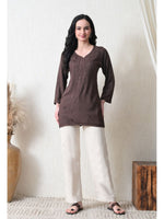 Load image into Gallery viewer, Bela Dyed Rayon Short Chikankari Kurti
