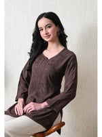 Load image into Gallery viewer, Bela Dyed Rayon Short Chikankari Kurti