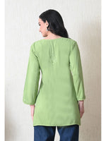 Load image into Gallery viewer, Bela Dyed Rayon Short Chikankari Kurti