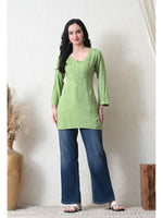 Load image into Gallery viewer, Bela Dyed Rayon Short Chikankari Kurti