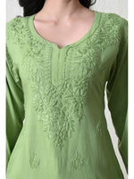 Load image into Gallery viewer, Bela Dyed Rayon Short Chikankari Kurti