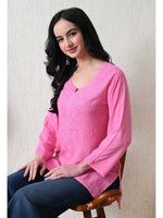 Load image into Gallery viewer, Bela Dyed Rayon Short Chikankari Kurti