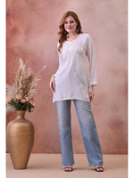 Load image into Gallery viewer, Bela Dyed Rayon Short Chikankari Kurti