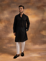 Load image into Gallery viewer, Nawab Mens Hakuba Sequence Chikankari Kurta & Pyjama Set-The Lucknowi Chikan