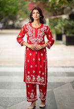 Load image into Gallery viewer, Daniya Modal Chikankari Kurti Set - The Lucknowi Chikan