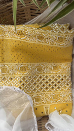 Load image into Gallery viewer, Royal Mandakini Organza Silk Chikankari Saree Butter-Yellow