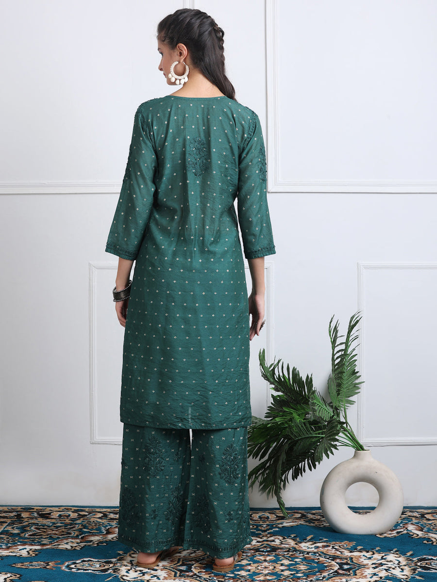 Sona Chanderi Chikan Kurti Set